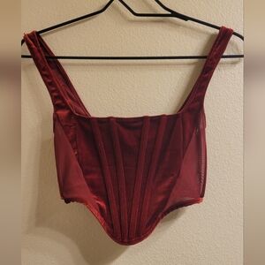 Elegant Velvet Red Corset Top